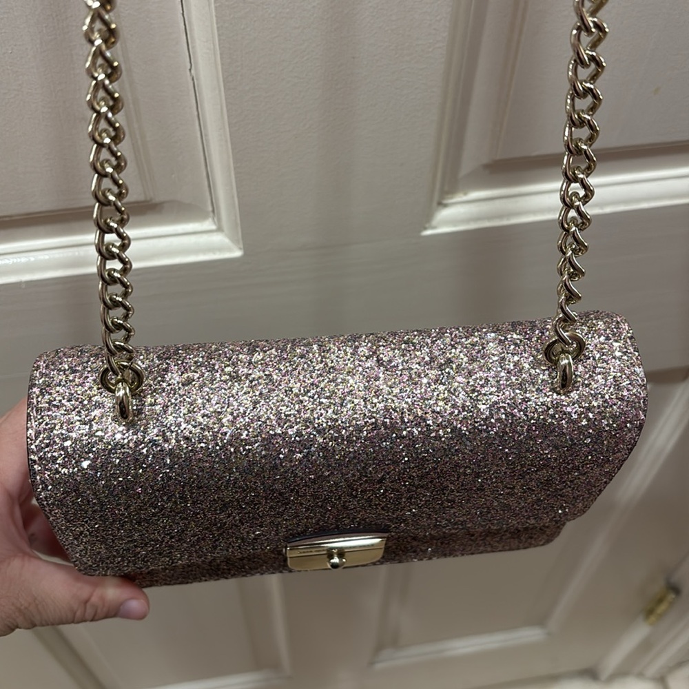 Kate Spade Eden Sunset Lane Rose Gold Glitter Sparkle Crossbody Purse Bag - Picture 7 of 16